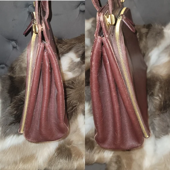 Gucci Burgundy Leather Twist Lock Satchel Handbag Vintage Authentic Rare - Picture 9 of 15